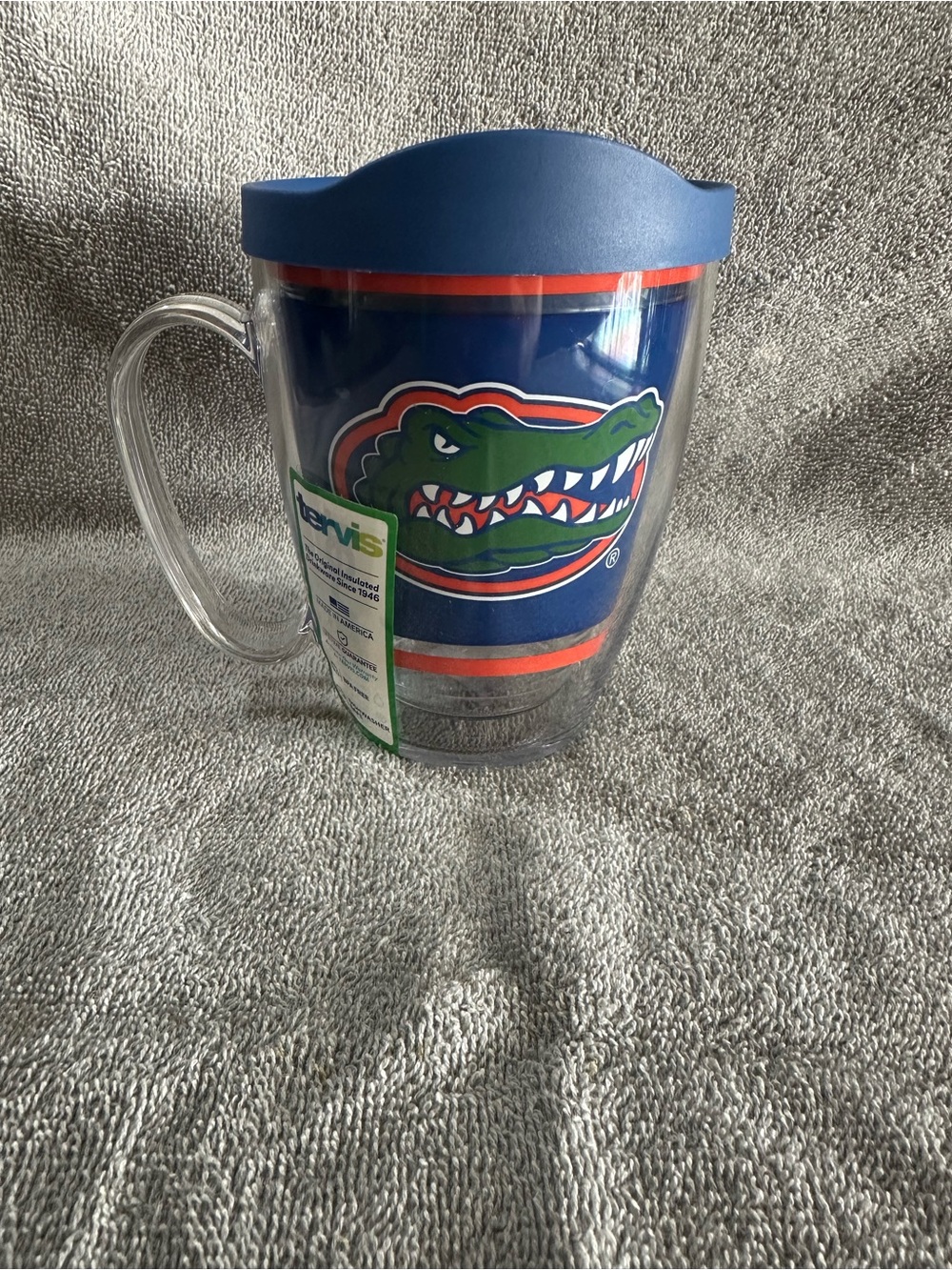 tervis Blue and Orange Florida Gators Travel Mug with Clear Handle